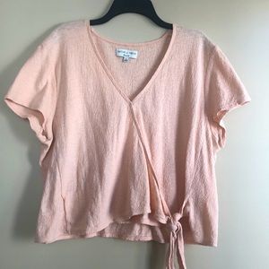 Peach Madewell wrap top with tie front size XL
